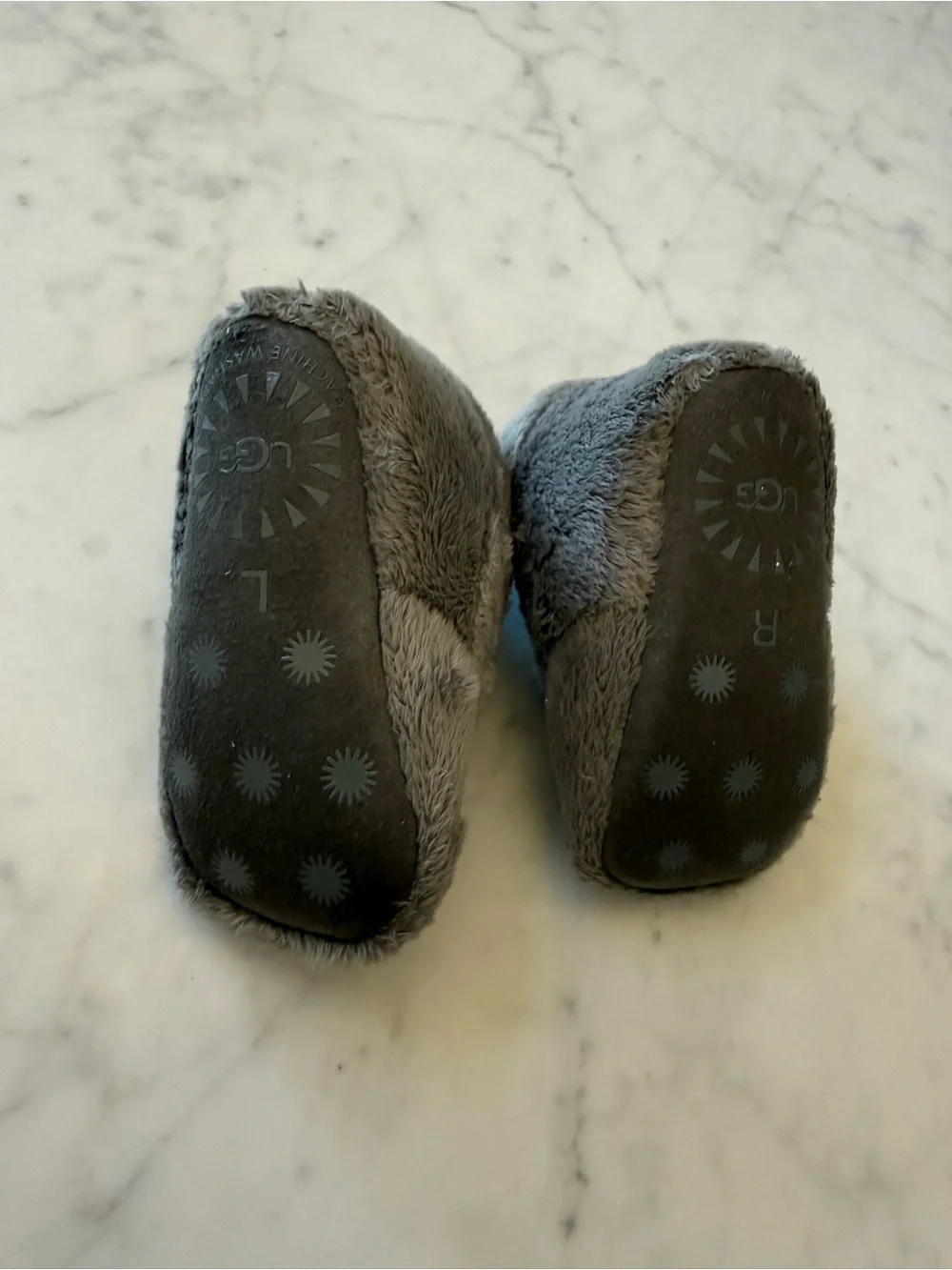 UGG Baby Gray Fuzzy Booties Size S 2/3 Infant 6–12 Months